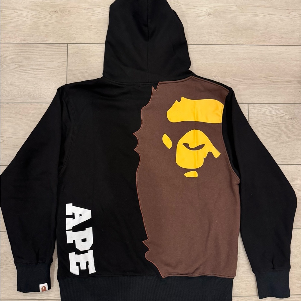 Bape Black and Brown Ape Graphic Hoodie